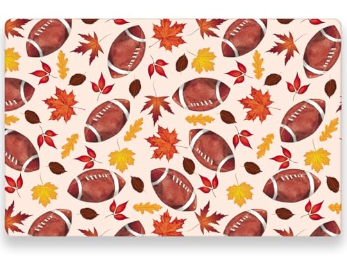 WRAPAHOLIC Fall Disposable Paper Placemats Set - 50 Sheets 11x17 Inch Footballs & Leaves