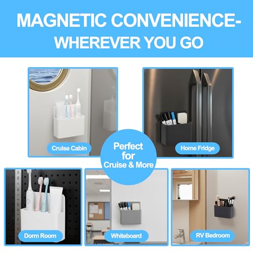 Magnetic Toothbrush Holder - Black Wall-Mount Organizer for Cruise Cabins