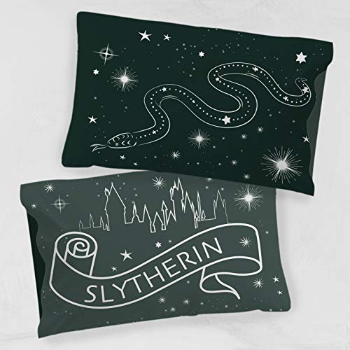 Slytherin Kids Pillowcase - Reversible Green Microfiber