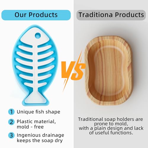 Li & Zhao Fishbone Soap Dish with Drainage for Bar Soap