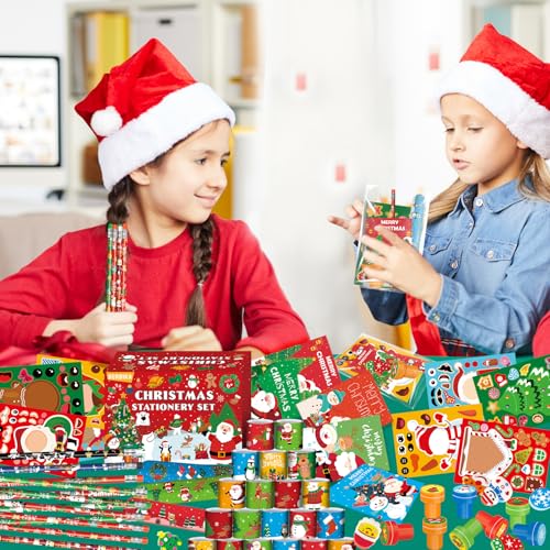 Christmas Party Favors for Kids 24-Pack Stationery Set Holiday Gift Bag Fillers