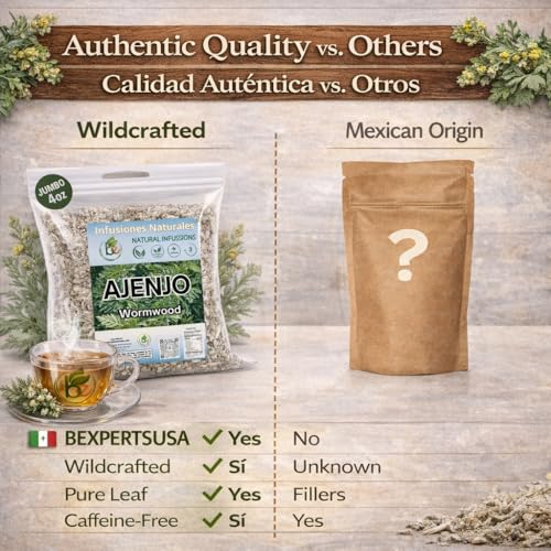 Ajenjo Herbal Tea - 4 oz Loose Leaf Wormwood - 100% Natural & Vegan