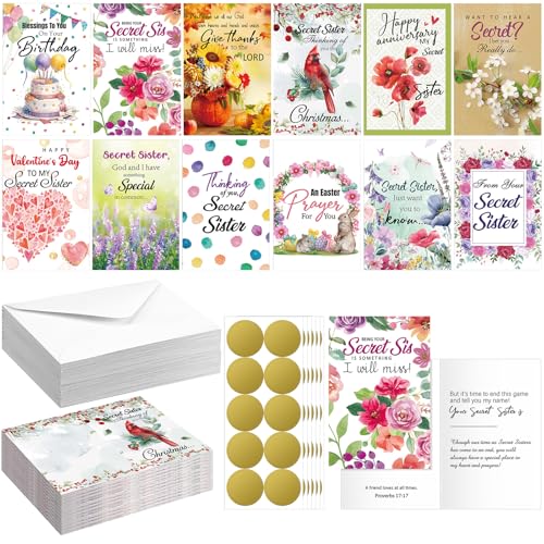24 Assorted Christian Greeting Cards with Envelopes & Stickers
