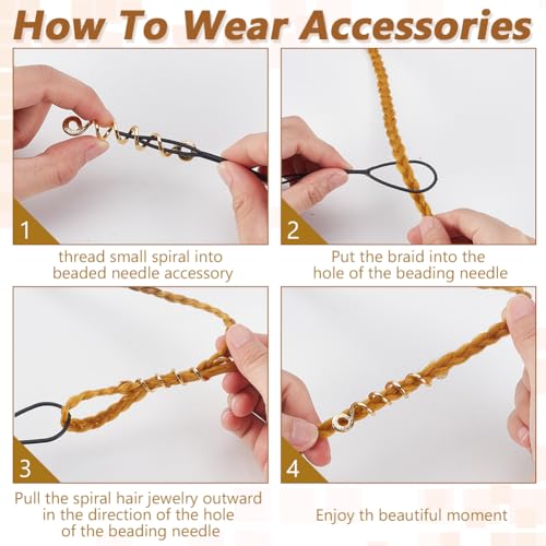 CRAFTYMELODY Gold Hair Beads & Dreadlocks Jewelry Accessories Set