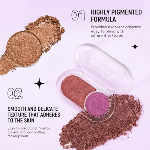 BERALLOYE Duo Eyeshadow Palette Shimmer Brown and Green 2 Pcs