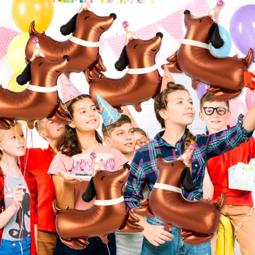 Dachshund Dog Birthday Balloons - 8 Pcs Foil Party Decor