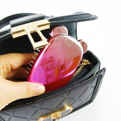 Tinsparkwin Folding Travel Hair Brush with Mirror Mini Detangling Comb