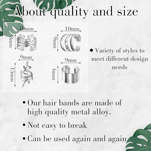 Mabor Silver Hair Cuffs for Braids - 40Pcs Adjustable Metal Dreadlock Rings