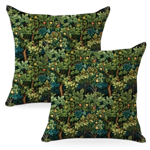 Forest03 Vintage Throw Pillow Covers - 18x18 Farmhouse Cushion Set of 2