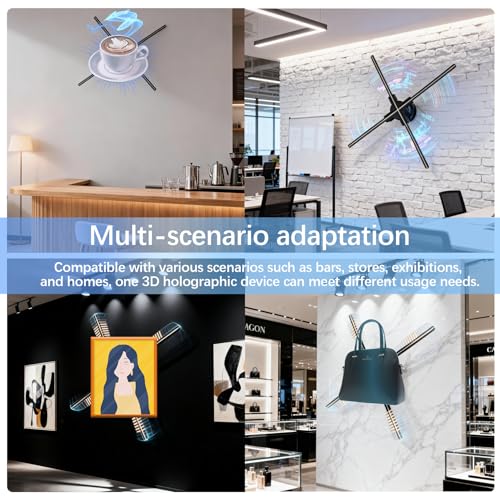 25.6 Inch 3D Holographic Fan Display with WiFi App & Remote - Transparent 65cm