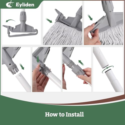 Eyliden Commercial Wet Mop with 2 Cotton Heads - Heavy Duty Industrial Cleaning