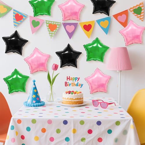 Adorely 12-Piece 18-Inch Star Foil Balloons in Pink, Green, and Black