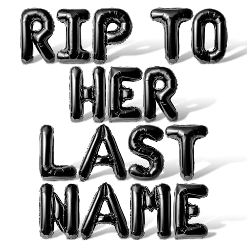 Rip To Her Last Name 16 Inch Black Foil Letter Balloon Banner
