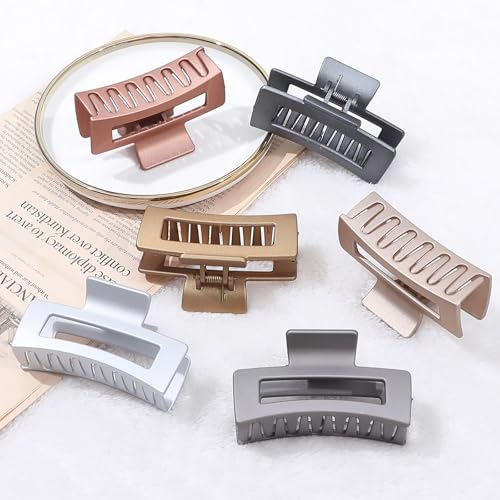 Sisiaipu 3.5 Inch Square Hair Claw Clips 6 Pack for Thin Hair