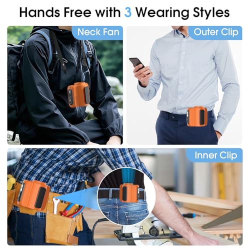TrendGear Portable Waist Clip Fan, 5000mAh Rechargeable Orange Belt Fan