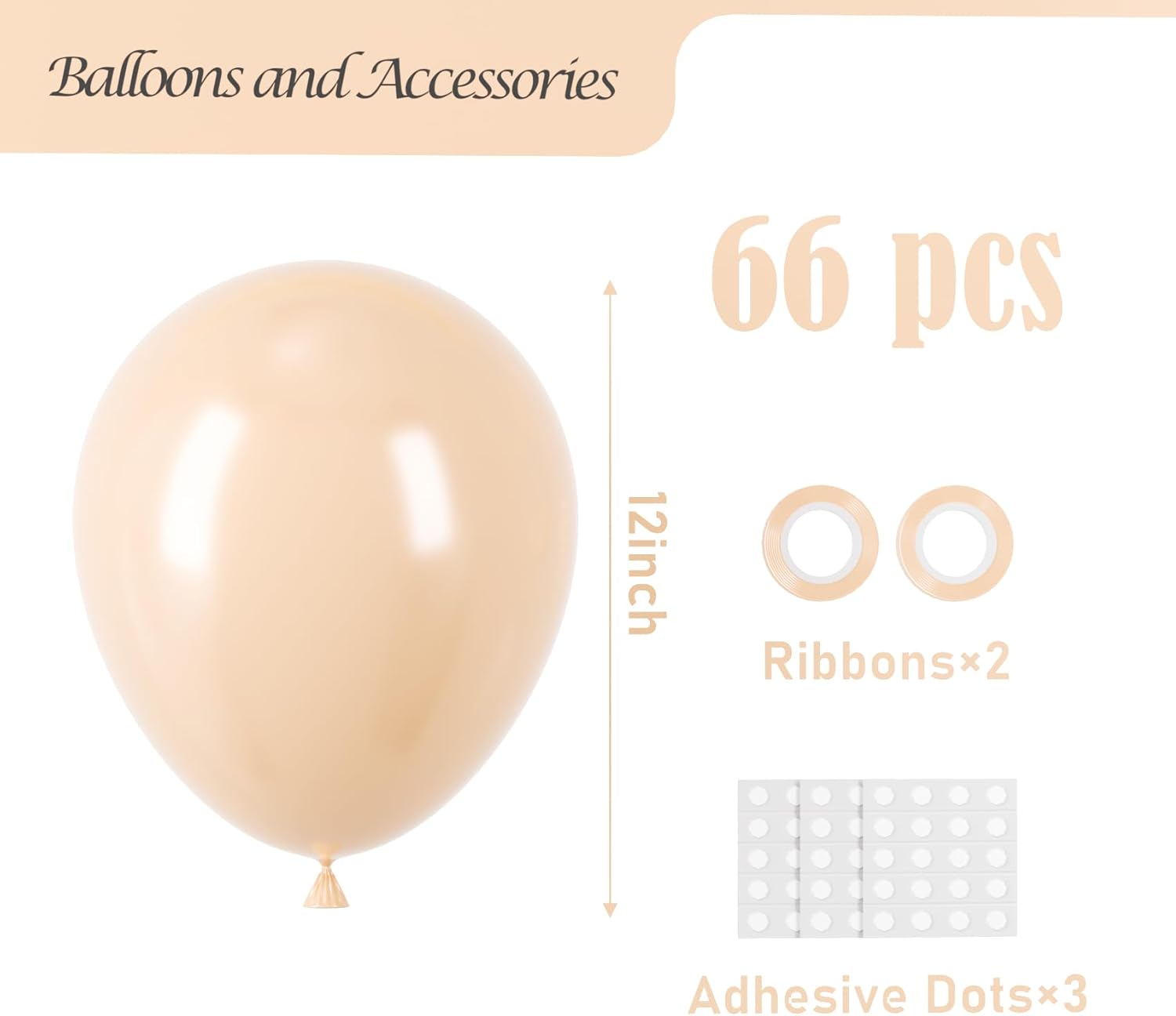 Voircoloria Blush Balloons - 66-Pack 12-Inch Nude Latex Balloons for Weddings, Graduations & Parties