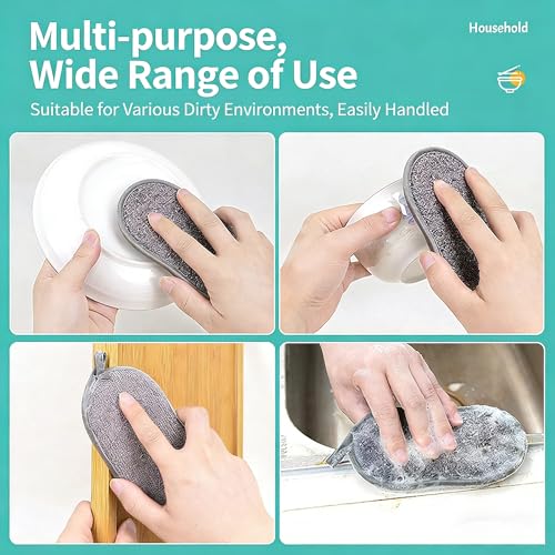 Double-Sided 8-Shape Scrub Sponges - Non-Scratch Kitchen Dish Scrubber (Pink, 4-Pack)