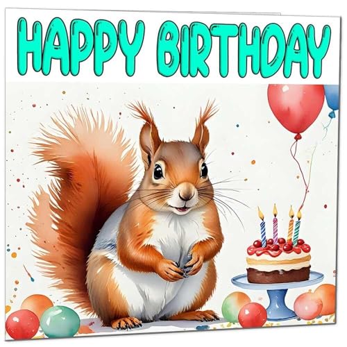 Squirrel Birthday Card - Funny Animal Greeting Card with Envelope