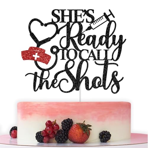 Nurse Graduation Cake Topper - Black and Red BSN RN Party Decor
