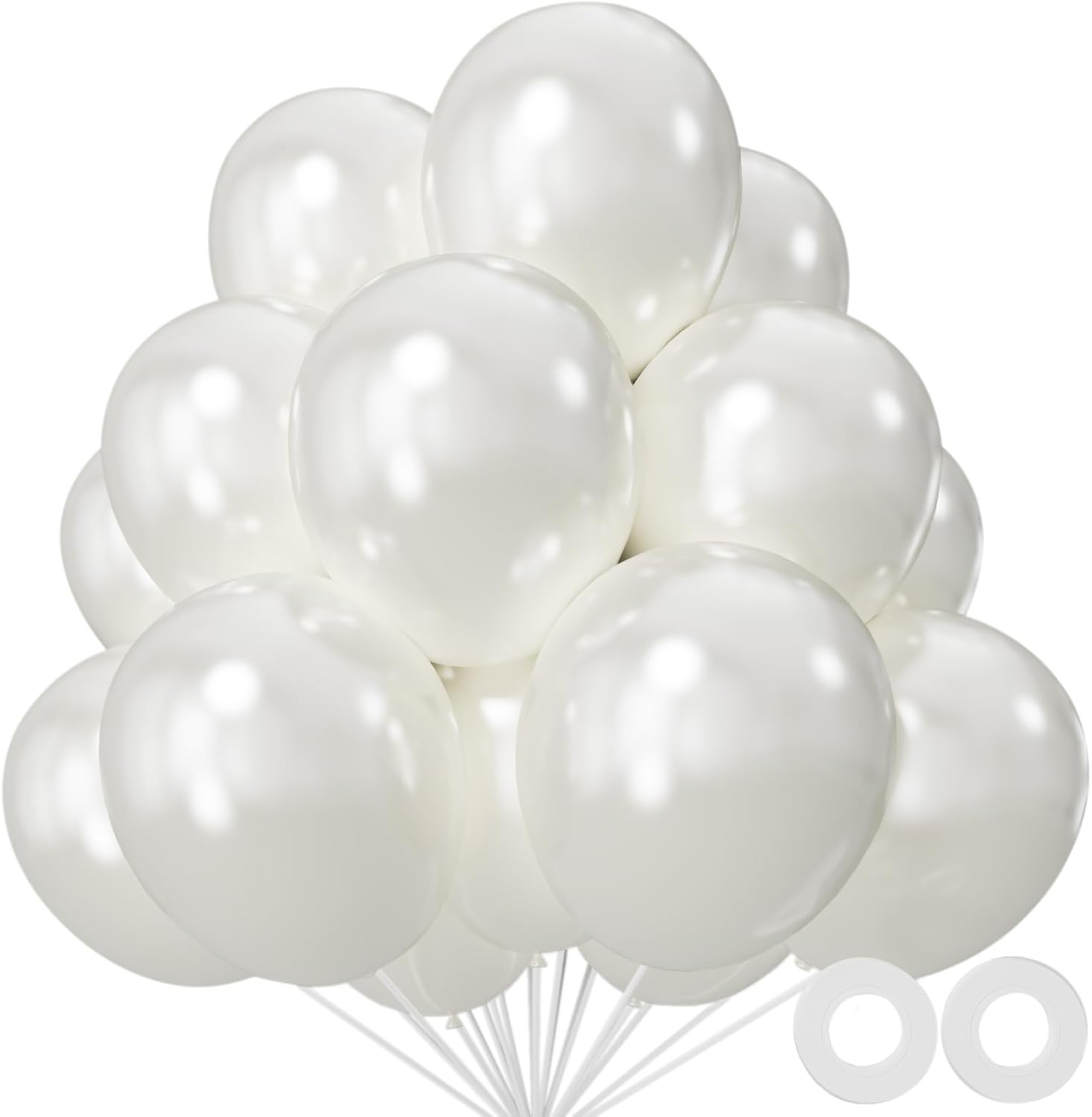 Pearl White Latex Balloons by [Brand Name] - 110pcs 12-Inch for Birthday Parties, Baby Showers & Weddings