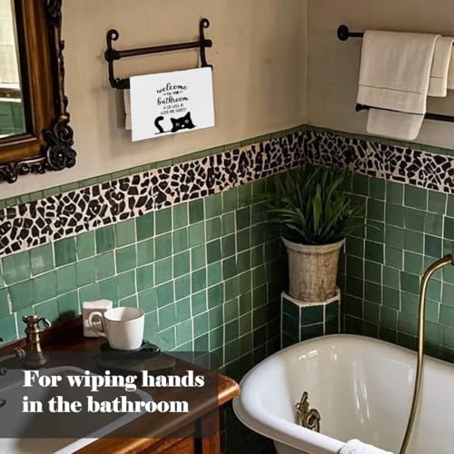 Black Cat Bathroom Hand Towels - Decorative Kitchen & Bath Towels, 16x24 Inch