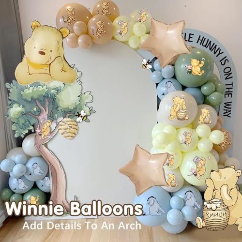 33Pcs Winnie The Pooh Baby Shower Balloon Set | 12-Inch Latex & Foil Balloons for Birthday & Gender Reveal Decorations