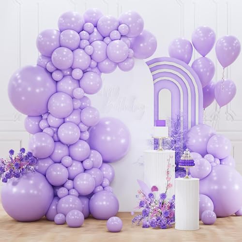 PartyWoo Lavender Balloons - 155pcs Light Purple, 5/10/12/18 inch