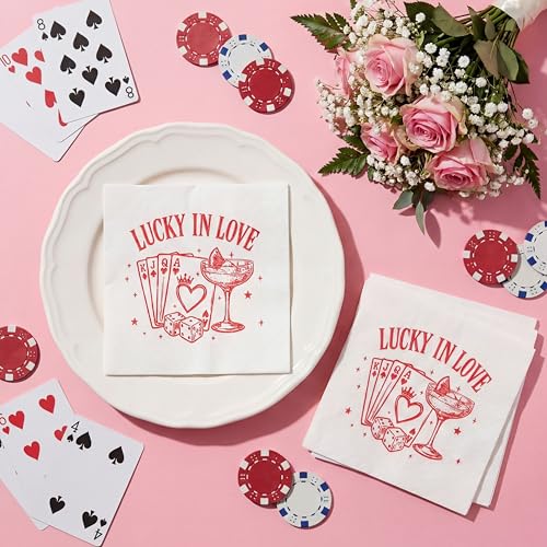 Lucky in Love Bachelorette Party Napkins - 100 Pcs Beach Wedding Decor
