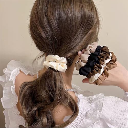 Satin Silk Hair Scrunchies 12-Pack - Soft Elastic Ponytail Holders