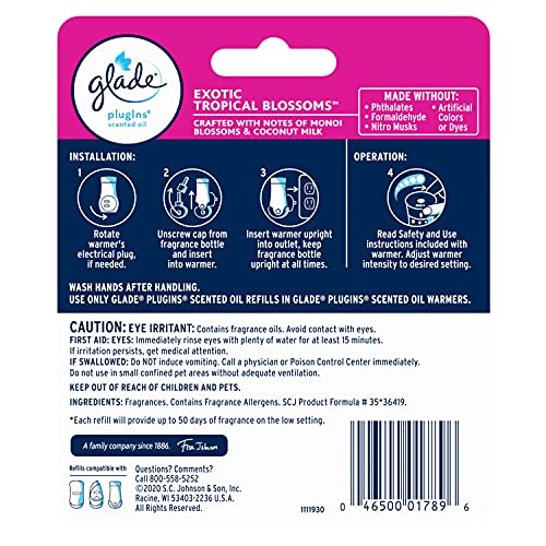 Glade PlugIns Air Freshener Refills - Exotic Tropical Blossoms, 2 Count
