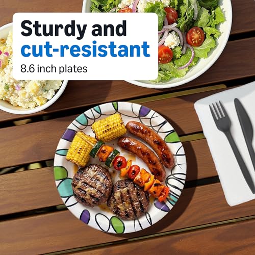 Amazon Basics 8.62 Inch Disposable Paper Plates - 120 Count