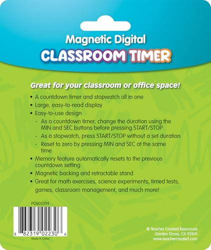 Teacher Created Resources Magnetic Digital Classroom Timer - Black