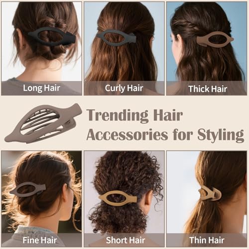 Mandydov Flat Hair Claw Clips 9 Pack Matte Large Lay-Flat Hair Accessories