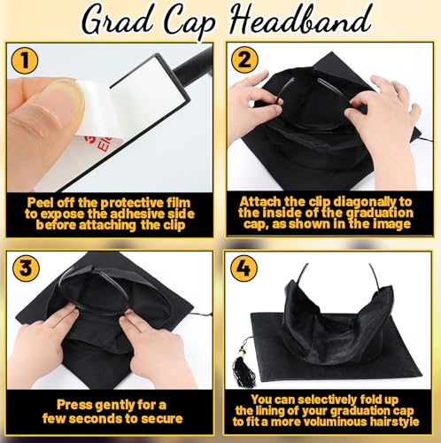Pirekul Graduation Cap Headband Insert - Secure Non-Slip Holder for Hairstyle Preservation