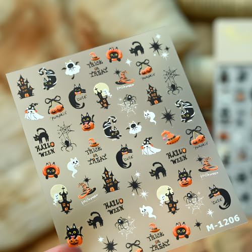 Halloween 5D Self-Adhesive Nail Stickers Ghost Pumpkin Spider Decals