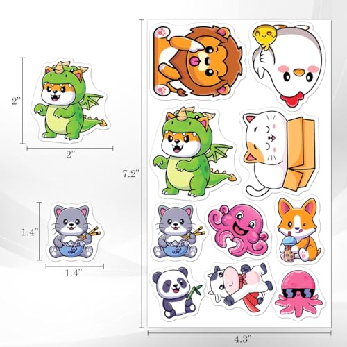 50 Pcs Cute Animal Vinyl Stickers for Water Bottles & Laptops