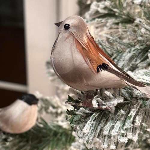 12pcs Artificial Birds Clip-On Decor for Christmas Tree Garden Wreaths and Patio