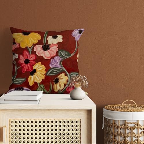 Floral Inspired Throw Pillow Cover - 18x18 Inches, Polyester
