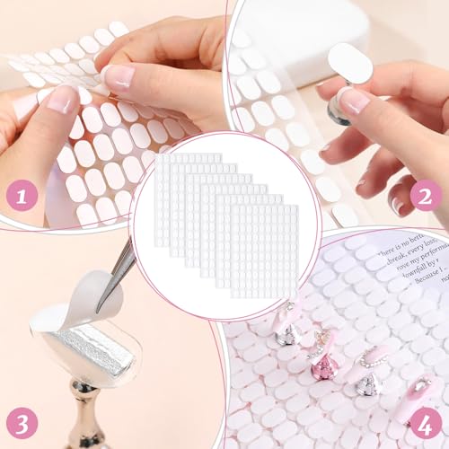 Fzuee 600PCS Double Sided Nail Adhesive Tabs Clear Residue-Free Press On Nails