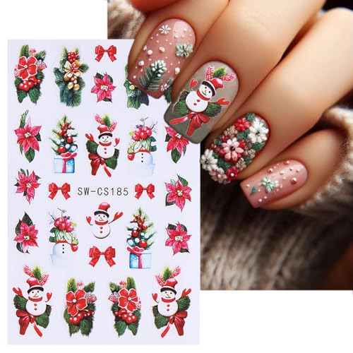 Christmas Snowman 3D Self-Adhesive Nail Art Decals - 6 Sheets