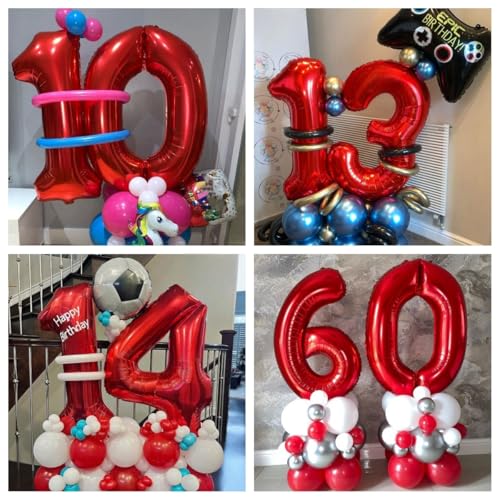40-Inch Red Number 5 Balloon - Foil Mylar for Party Decor