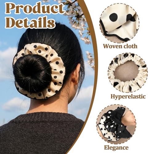Jeffdad 3-Pack Oversized Satin Scrunchies 7.9 Inch Vintage Polka Dot