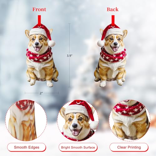 Corgi Christmas Ornament - Cute 2D Acrylic Decoration for Tree