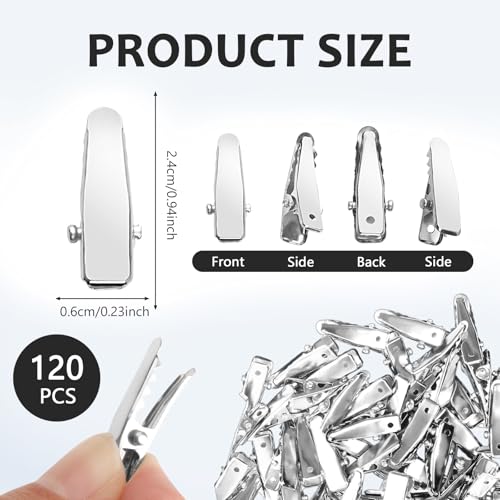 120pcs Small Alligator Clips 1.6 Inch Metal Crocodile Hair Clips for DIY Crafts