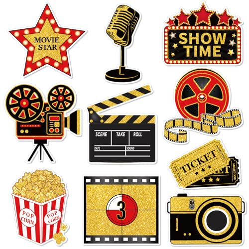 40-Piece Movie Night Decorations Set - Large Red Carpet Theme Party Cutouts