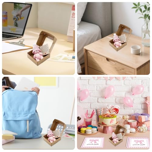 Mini Worry Bear Plush Toy with Encouragement Card - Portable Soft Gift for Loved Ones