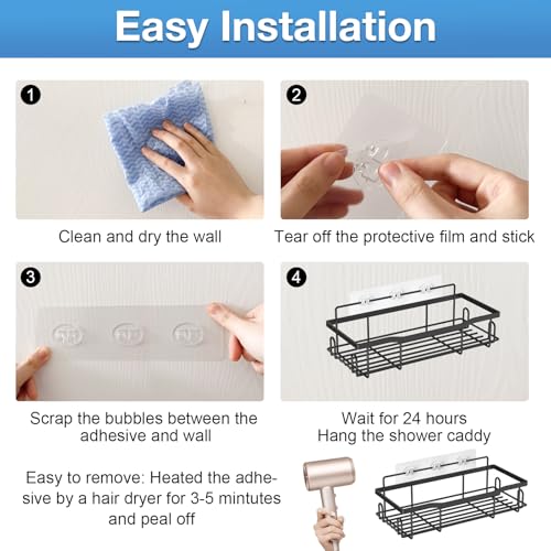 5 Pcs Shower Caddy Adhesive Replacement Hooks - Heavy Duty 40lb Capacity