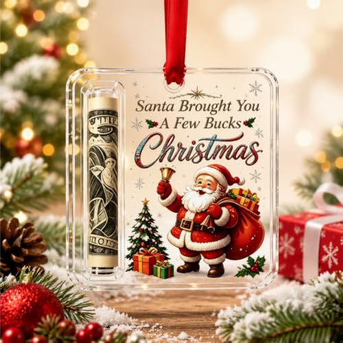 Christmas Cash Gift Ornament - Acrylic Holiday Money Holder, Set of 2