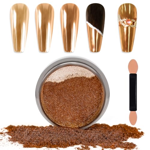 Laza Chrome Nail Powder Mirror Effect Metallic Dust Milky Brown