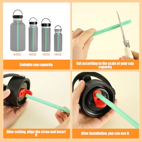Replacement Straws for Hydro Flask Wide Mouth Bottle with Brush, 6 Pack